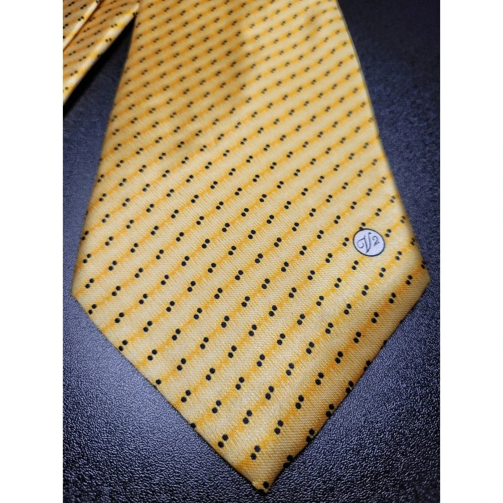 Versace Men's Necktie Yellow Dotted Stripe Silk 4